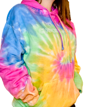 Load image into Gallery viewer, Choose Joy Tie-Dye Rainbow Hooded Sweatshirt