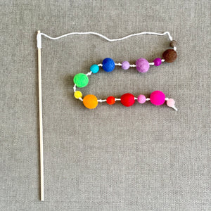 Rainbow Wool Ball Fishing Cat Toy