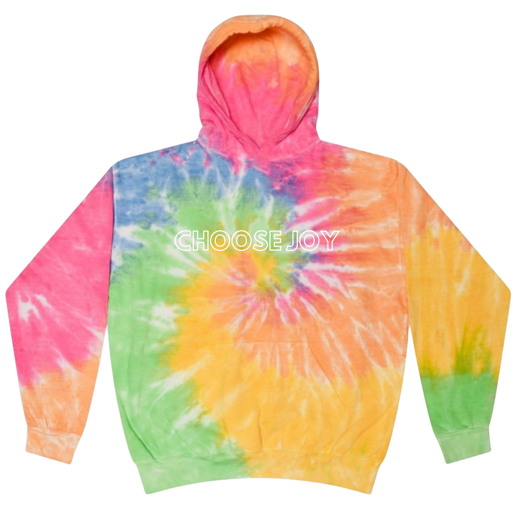 Choose Joy Tie-Dye Rainbow Hooded Sweatshirt