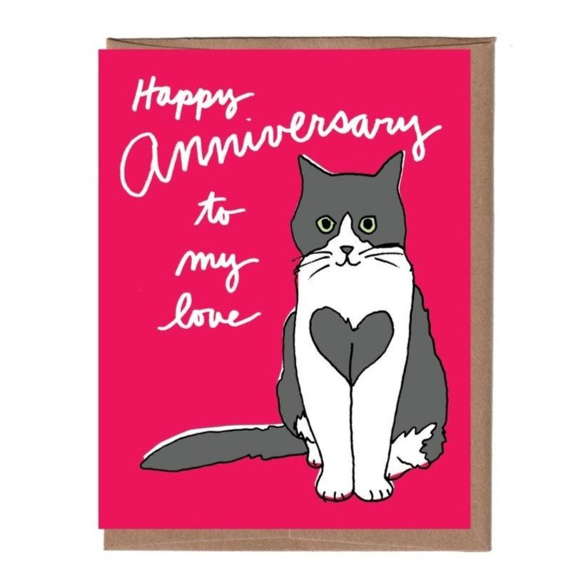 Heart Cat Anniversary Card