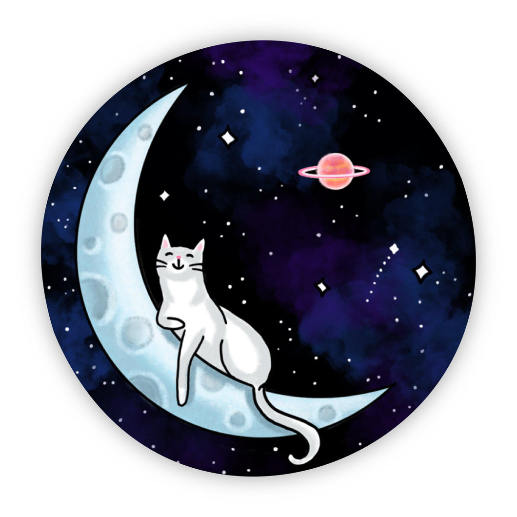 Cat on the Moon Sticker