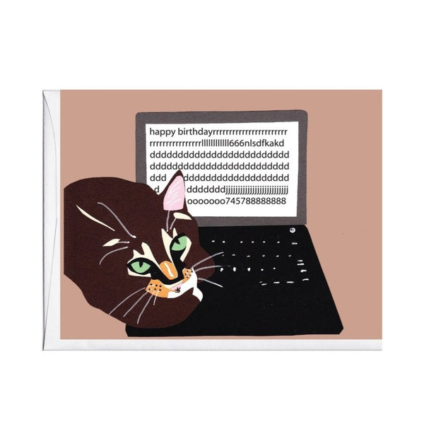 Cat on Keyboard Birthday Card