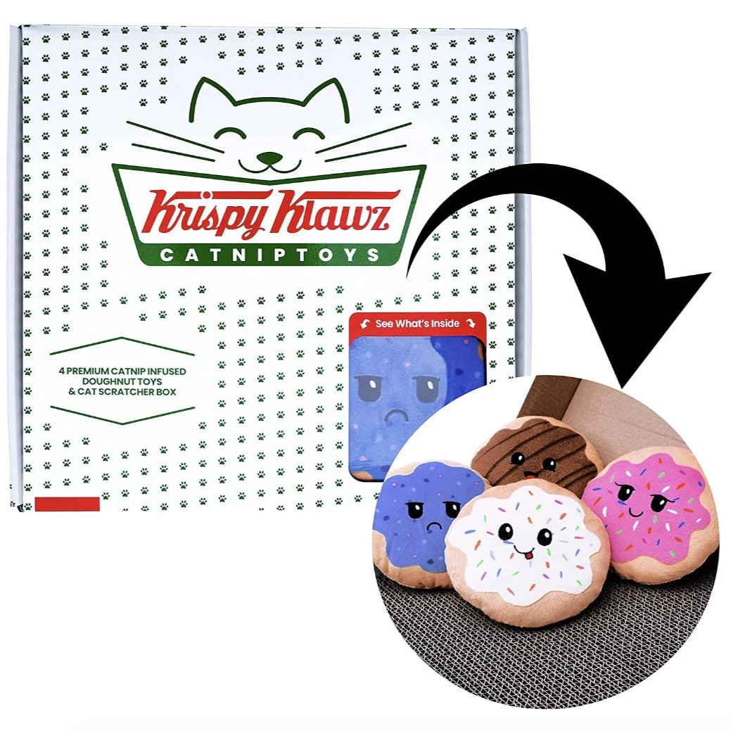 Donut Box Scratcher & Catnip Toy Set