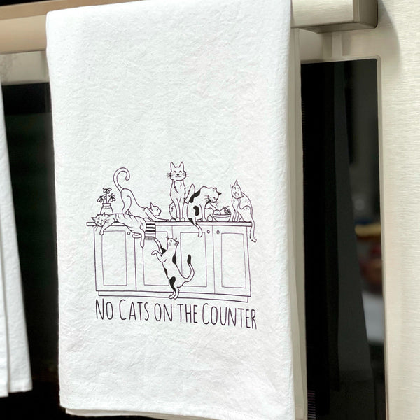 No Cats on the Counter Tea Towel